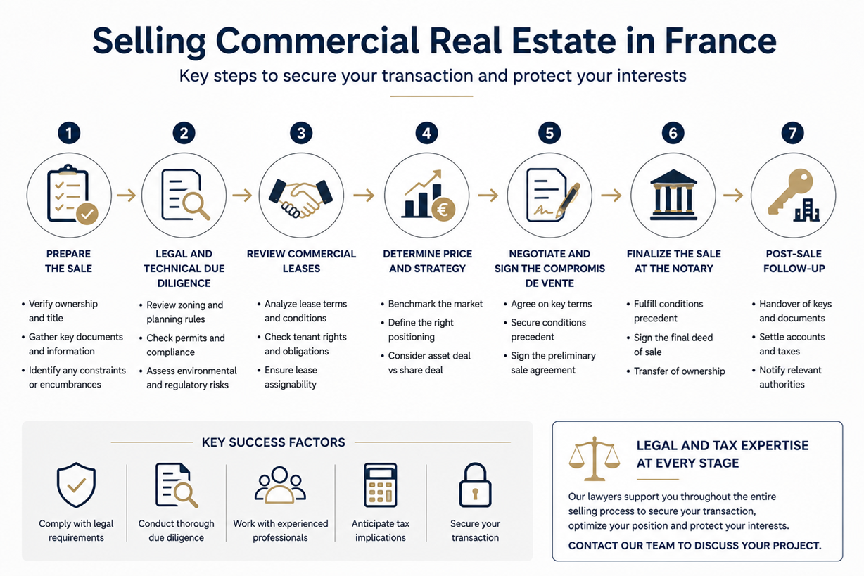 Selling commercial real estate in France Legal checks, lease review and tax strategy frela lawyers