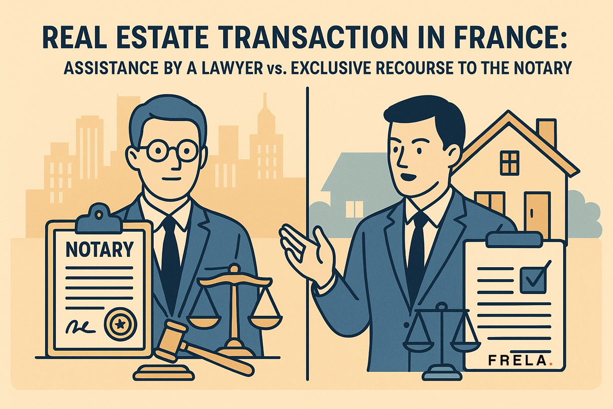 frela Real estate transaction in France assistance by a lawyer vs notary